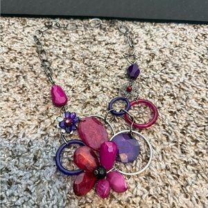 Elegant Pink and Purple Floral Necklace 14